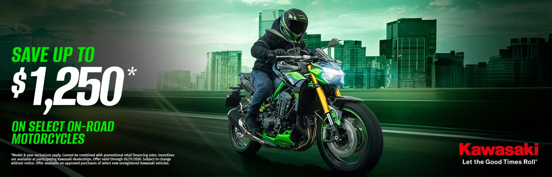You are currently viewing SAVE UP TO $1,250* ON SELECT ON-ROAD MOTORCYCLES